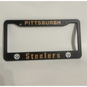 Pittsburgh Steelers Black License Plate Frame Metal Powder Coated NFL Custom